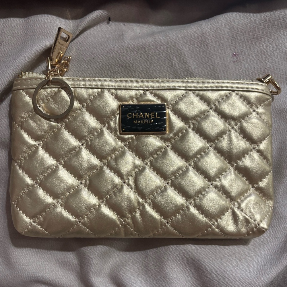 Chanel Gold Quilted Cosmetic Bag - Picture 2 of 3